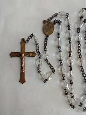 Vintage Catholic Clear Glass Rosary 23