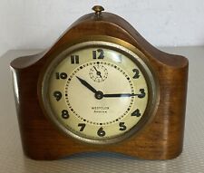 Vintage Westclox America Alarm Clock Art Deco Wood Camel Back Canada RD 1932 7