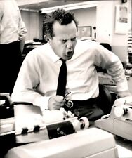 LG55 1965 Original Photo NEWS REPORTER SNEEZING AT DESK UNKNOWN HOLLYWOOD ACTOR picture