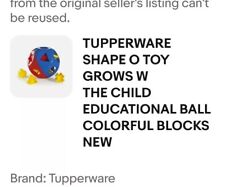TUPPERWARE SHAPE O TOY GROWS W THE CHILD EDUCATIONAL BALL COLORFUL BLOCKS NEW picture