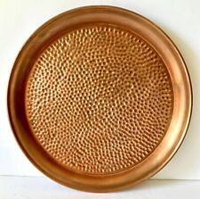 Vintage Round Hammered Copper Serving Tray picture
