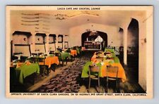 Santa Clara CA-California Lucca Café And Cocktail Lounge Vintage c1940 Postcard picture