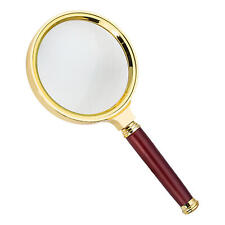 Vintage Magnifying Glass 10X Magnifying Glass Wood AntiqueBrass Magnifier picture
