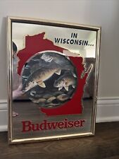 1991 Budweiser “IN WISCONSIN” Wildlife Fish Mirror Collectors Edition #10727 picture