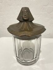 1920s Egyptian Revival Metal & Glass Tobacco & Cigar Humidor with Pharaoh Head picture