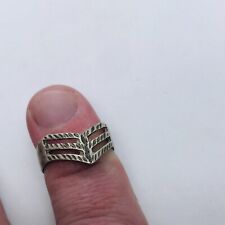2.5g SIZE 7 VINTAGE STERLING SILVER ARTISAN MODERNIST CHEVRON RING MARKED 925 picture