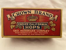 Vintage Crown Brand Choice California Hops Box Geo. Herrman Co., S.F., CA picture