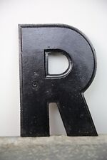 VINTAGE WAGNER MOVIE THEATER MARQUEE CAST METAL SIGN LETTER “R” BLACK picture