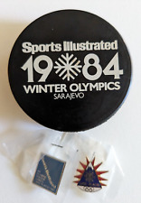 Winter Olympics-1980 Lake Placid & 1984 Sarajevo - Sports Illustrated puck/pins picture