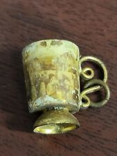 Vintage Miniature Metal  Cup with Picture painted 