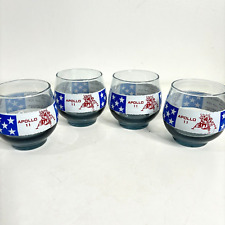 Vintage Libbey Apollo 11 Man on The Moon 1969 Glasses Lowball Roly Poly Set of 4 picture