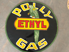 PORCELAIN POLLY ETHYL GAS ENAMEL SIGN 30X30 INCHES DOUBLE SIDED picture
