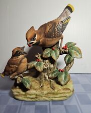 Vtg Waxwing Andrea by Sadek Feeding Young Baby Birds Figurine Japan Repaired picture