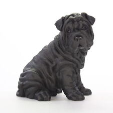 Shar Pei Figurine Hand Painted Collectible Statue Black picture