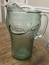 Vintage Coca Cola Georgia Green Pebbled Glass Pitcher Coke Large 9.5