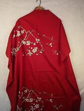 VTG ALFRED SHAHEEN Panel Hand Printed Red Cherry Blossom ? Orig Tag 44x50 Signed picture