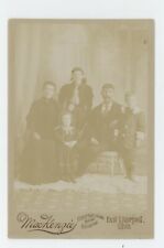 Antique c1880s Cabinet Card Family Of Five Man Mustache Children Liverpool, OH picture