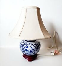 Beautiful Vintage Chinoiserie Chinese Blue White Porcelain Table Lamp Bird Vines picture