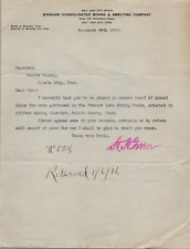 Bingham Consolidated Mining Letter Regarding Stewart Lode Claim Labor 1905 picture