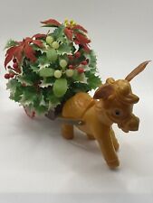 VTG Donkey Cart Blow Mold Bouquet Christmas Flowers Table Top Decoration picture
