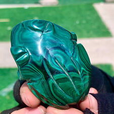 119G Rare natural malachite quartz handmade carved crystal frog treatment picture