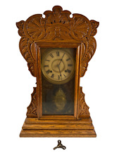 ANTIQUE NEW HAVEN CLOCK COMPANY SOLID OAK 8 DAY WINDING 22