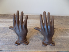 2 Cast Iron Hand Bookends Book Ends Bookshelf Paperweight Rustic Home Decor Stop picture