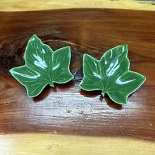 Franciscan Ivy  Dark Green Leaf Ashtray Nut Dish USA Set Of 2 (two) Vtg *READ picture
