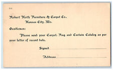 c1880's Robert Keith Furniture & Carpet Co. Kansas City Missouri MO Postal Card picture