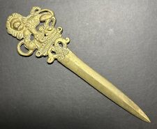 Antique Lion With Foot On Ball Bronze Letter Opener Looks Sand Casted Gorgeous picture