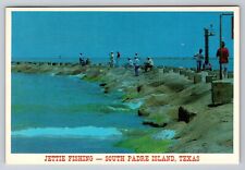 Jettie Fishing South Padre Island Texas Vintage Unposted Postcard picture
