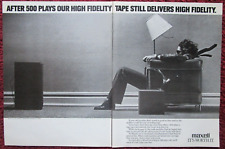 1980 MAXELL Audio Tape Magazine Print Ad Clipping ~ BLOWN AWAY Living Room Man picture