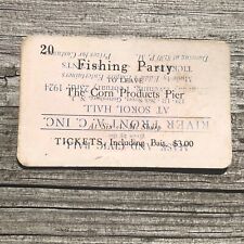 1924 Vintage Edgewater NJ Corn Products Pier Fishing Ticket Double Printed M5 picture