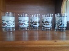 Vintage CURRIER & IVES Arby's Christmas Tumblers Glasses 1978 complete Set of 4 picture