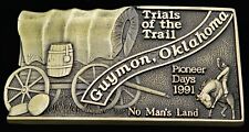 1991 Pioneer Days Guymon Oklahoma No Mans Land Covered Wagon Vintage Belt Buckle picture