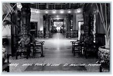 c1940's Lobby Hotel Ponce De Leon Interior St. Augustine FL RPPC Photo Postcard picture