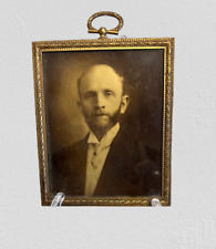 Antique Small Photo Frame Gold Tone Hanging Photo Portrait of a Man 4