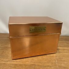 VTG Copper Recipe Box Tin Brass Tag Mid Century Matte Finish Look 6
