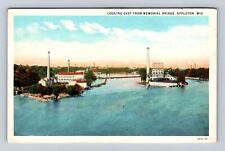 Appleton WI-Wisconsin, Looking East From Memorial Bridge Vintage Postcard picture
