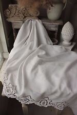 Antique French linen sheet trousseau FINE Fil  GL STUNNING finely woven 92 X 130 picture