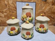 1970's Vintage 8pc Arnels  Mushroom Ceramic Cookie Jar Canister Brown Yellow Tan picture