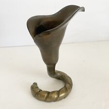 Vtg  Mid Century Modern Brass Calla Lily Flower Candleholder Nice Patina 5” Tall picture
