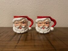 Vintage Christmas 1950’s Napco Winking Santa Mugs 3.5” Set of 2 KDX244/TJ picture