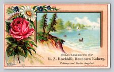 R A Rockhill Newtown Bakery Lake Boats Tent Pink Rose P615 picture