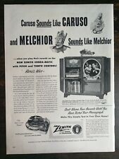 Vintage 1951 Zenith Cobra-Matic Record Player & Black Magic TV Original Ad 721 picture