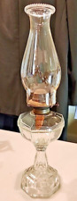 Antique Vintage Clear Glass Paneled Oil Lamp #2 Eagle Burner & 3