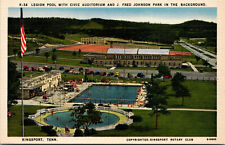 Vtg 1930s Legion Pool Civic Auditorium J Fred Johnson Park Kingsport TN Postcard picture