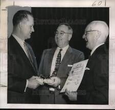 1957 Press Photo B.K. Brindell & Walter Duffoure give award to P.J. Thompson Sr. picture