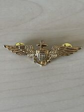 VTG 60s US Navy Aviator Pilot Wings Full Size 2 3/4” Unmarked Gold Tone picture