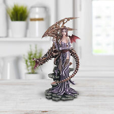 Sculpture Gothic Medieval Fairy with Ghost Dragon Skeleton Statue 26